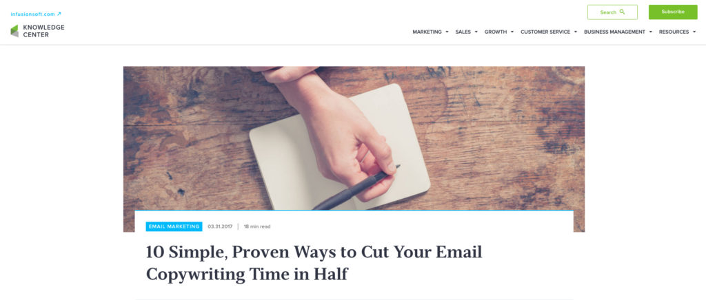 Mike Connolly in The News: Blog Post on Email Copywriting Tips at Infusionsoft Knowledge Center