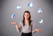 how to use social media for your business - woman juggling social media icons